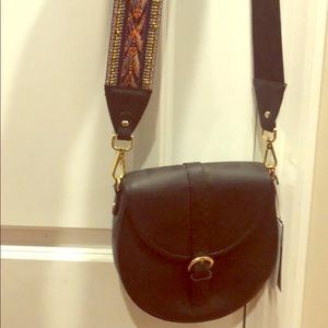 Black leather cross body bag